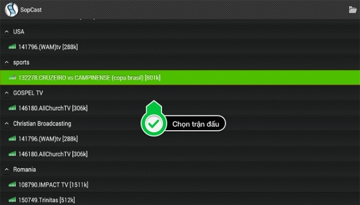 xem bóng đá trực tuyến bằng Sopcast